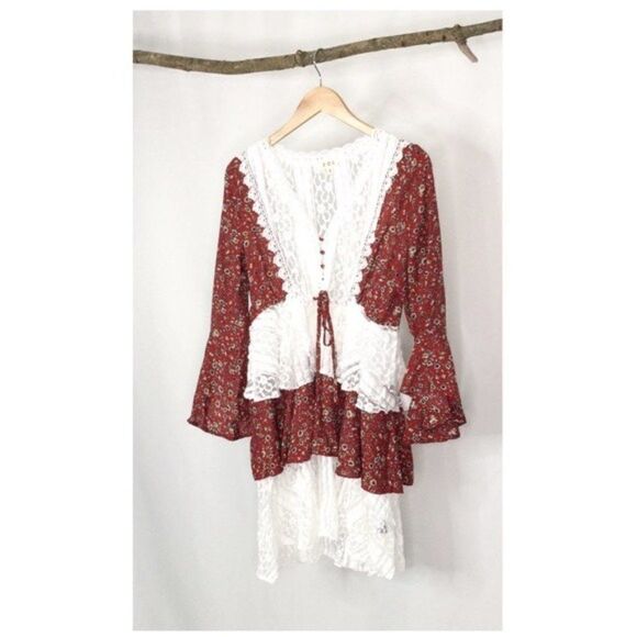 Cottage Core Woven Tiered Ruffle Mini Dress - Picture 11 of 12